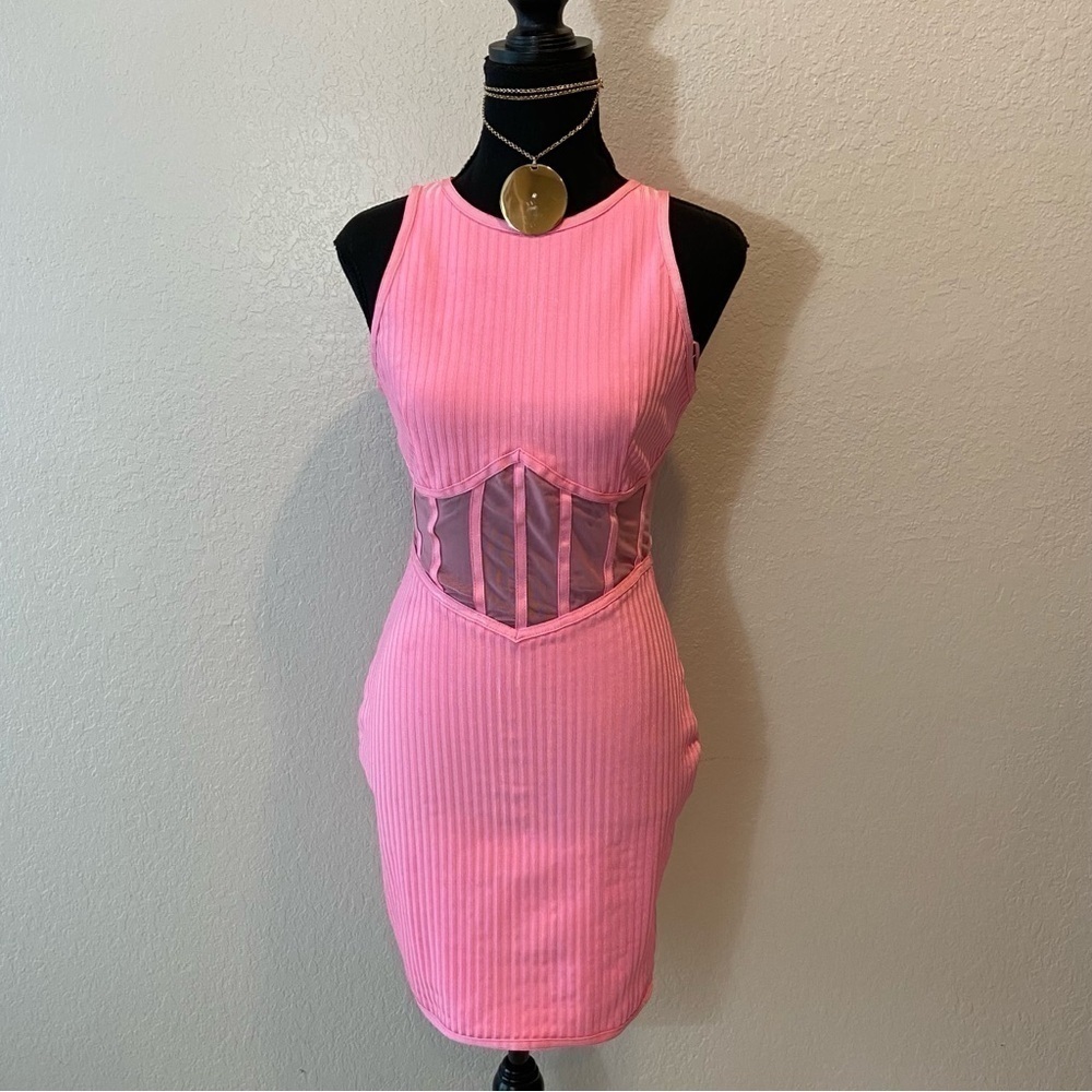 MISSGUIDED Women’s Mini Dress Sz 4 Retro Core Barbie Core Bodycon Y2K Event Wear